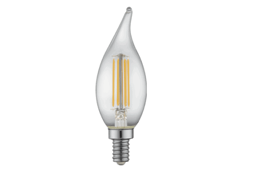 led Candelabra Bulb TCP FF11D2527E12SCL95 LED Candelabra Bulb 25W 27K Flame Tip Clear TCP