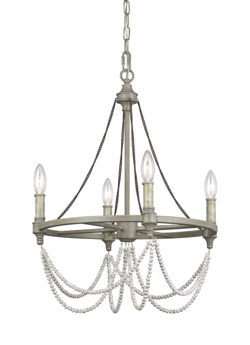 Chandelier Feiss Beverly French Washed Oak Four Light 18" Chandelier Feiss