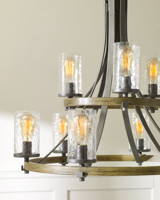 Chandelier Feiss Angelo Distressed Nine Light Two-Tiered Chandelier Feiss