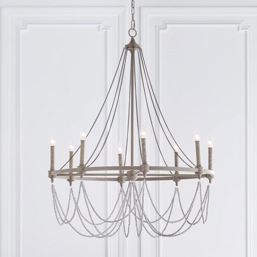 Chandelier Feiss Beverly French Washed Oak Eight Light 36" Chandelier Feiss
