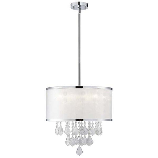 Chandeliers Canarm ICH435A04CH9 Reese Drum Shade and Crystal Chandelier Canarm