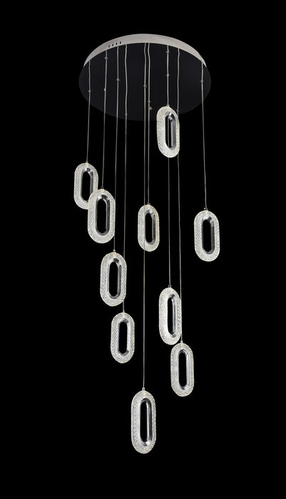 Grand Entry Chandelier Suzanne L1680/10/600CH 10 Light Modern LED Chandelier in Chrome Tomia Crystal Chandeliers