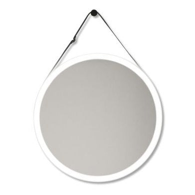 LED Mirror Craftmade MIR105-FB LED Lighted Round Mirror 30" Faux Leather Strap Craftmade