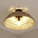 Semi Flush Mount Golden Lighting 1081-SF BLK-WSG Rue Woven Sweetgrass Dome Flush Mount Light Golden Lighting