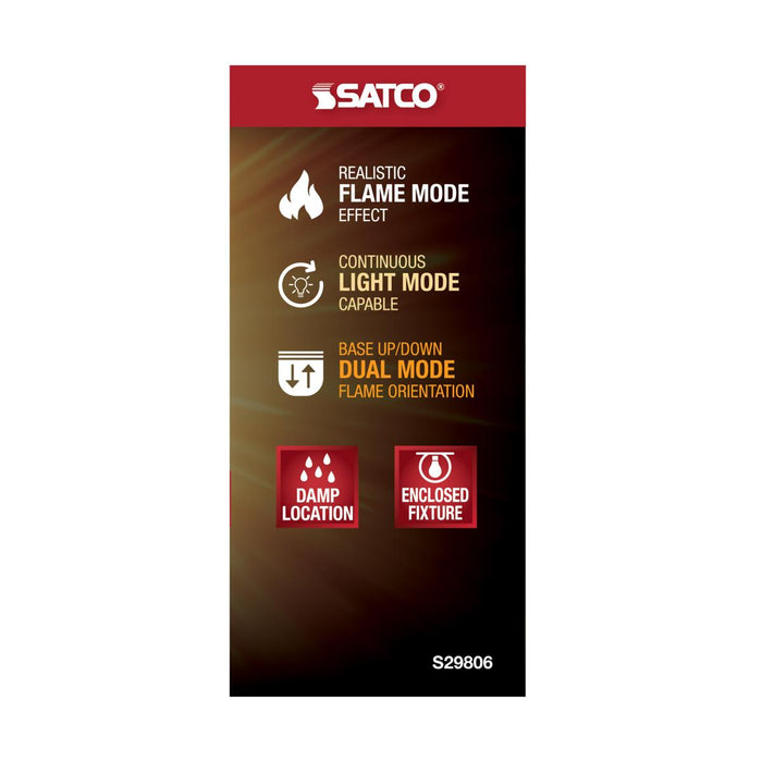 LED T19 Satco S28906 2.5 Watt LED Flame Bulb T19 Medium Base Satco