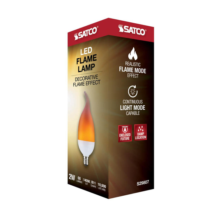 LED Candelabra Bulb Satco S29807 2 Watt LED Flame Effect Candelabra Bulb E12 Candelabra Base Satco
