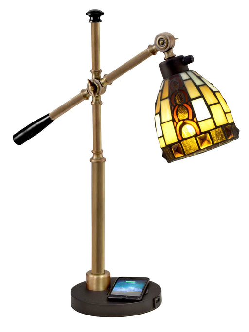 Desk Lamp & Charger Baroque Tiffany Accent Lamp With Wirelss and USB Charger Dale Tiffany