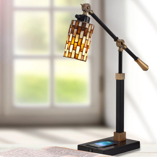 Desk Lamp & Charger Myriad Mosaic Desk Lamp With Wireless and USB Charger Dale Tiffany