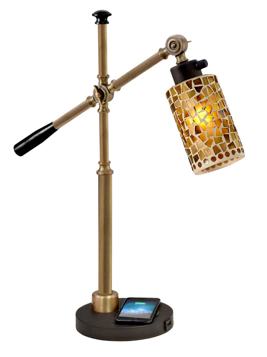 Desk Lamp & Charger Knighton Mosaic Desk Lamp With Wireless and USB Charger Dale Tiffany