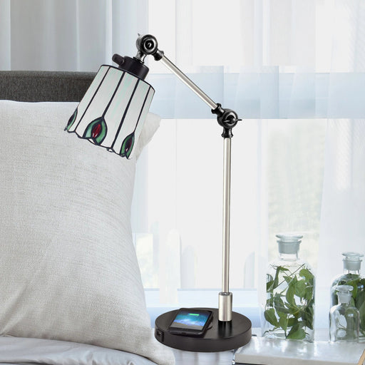 Desk Lamp & Charger Penfold Tiffany Desk Lamp With Wireless and USB Charger Dale Tiffany