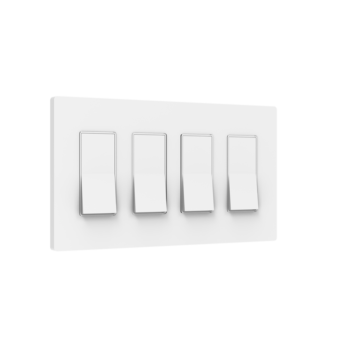 Wall Plate TAN-D0070-4W-S 4-Gang Decorator Screwless Wall Plate - White Tania Wiring Devices