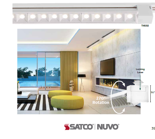 Track Lighting Satco 3 Foot LED Adjustable Track Light Bar 45W 3000K Satco