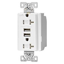 Cooper Wiring TR7746W 20A 125V Receptacle/USB Charger Combo