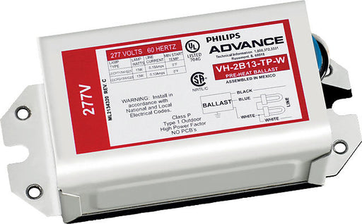 Compact Fluorescent Ballast Philips Advance VH2B13TPW CFL Ballast, Magnetic, 2-Pin, 27 Watts, 277V LightStore