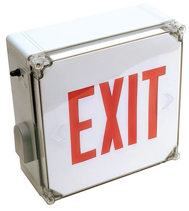 Exit Sign WLXTER Wet Location Single Face LED Exit Sign 120/277V in Red or Green Radiant-Lite