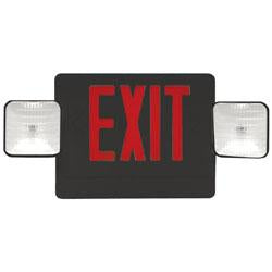 Exit Emergency Combo Combo LED Exit/Emergency Light Double Face, Red Letters, Black 120/277V LightStoreUSA