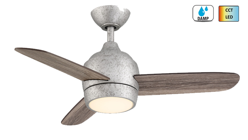 Ceiling Fan Wind River WR2008GI The Mini 36" Indoor Outdoor Ceiling Fan in Galvanized Iron Wind River Fans
