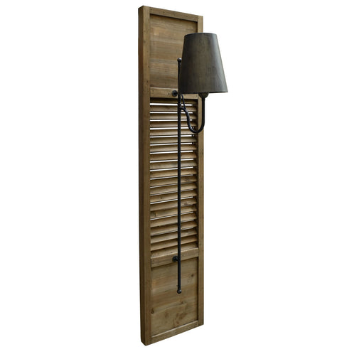 Wall Sconce Crestview Collection CVW1P428 Wood Shutter Wall Sconce with Metal Shade Crestview Collection
