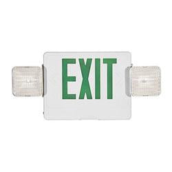 Exit Emergency Combo Combo LED Exit/Emergency Light Double Face, Green Letters, White 120/277V LightStoreUSA