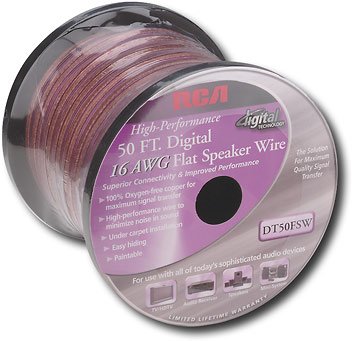 Speaker Wire RCA DT50FSW 16 Gauge AWG High-Performance Digital FLAT Speaker Wire 50ft RCA