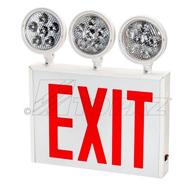 Exit Emergency Combo Topaz Steel NYC Approved EXIT Sign and 3 Head Emergency Light Combo Topaz