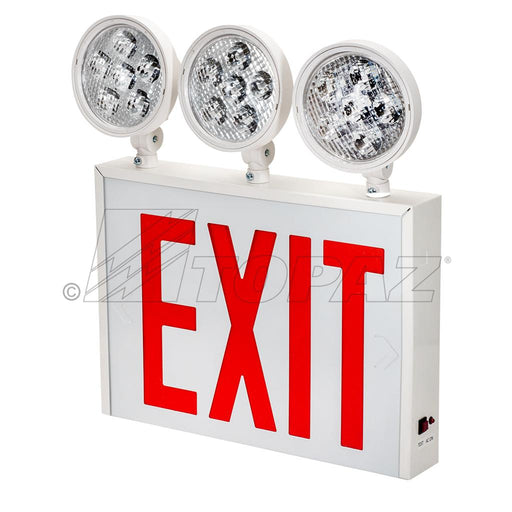 Exit Emergency Combo Topaz Steel NYC Approved EXIT Sign and 3 Head Emergency Light Combo Topaz