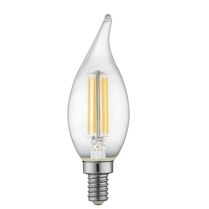 TCP FF11D6030E12SCL95 LED Candelabra Bulb High CRI Clear Flame 5W 30K —  LightStoreUSA