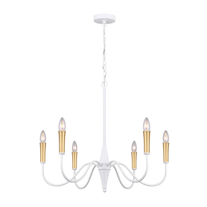 Canarm ICH1103A06WH Brielle Six Arm Chandelier in White/Gold