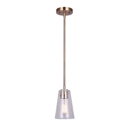 Pendant Canarm IPL1100A01GD Everly Single Pendant with Crackled Glass In Gold Canarm