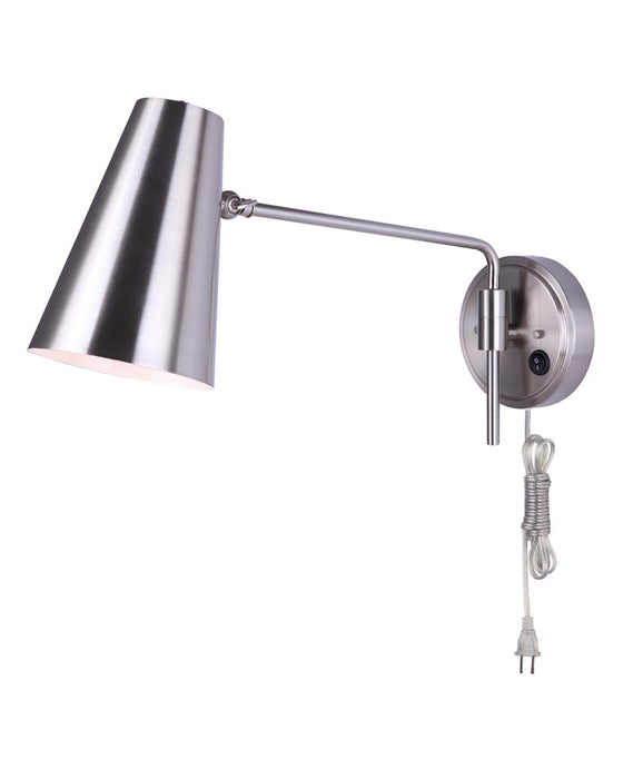 Corded Wall Sconce Canarm Orli Adjustable Wall Fixture in White Brushed Nickel or Matte Black Canarm