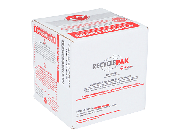 Recycling Kit SUPPLY-123 Recycle-Pak Consumer CFL Lamp Recycling Box Recycle-Pak