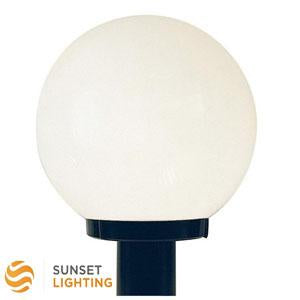 Outdoor Post Light Sunset Lighting F9152-31 12 inch Post Fixture with White Acrylic Globe in Black Finish Sunset Lighting